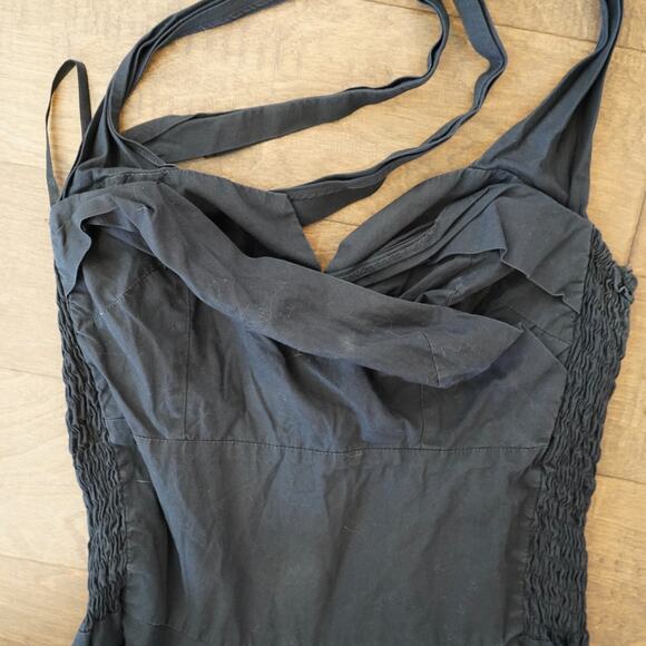 Trashy Diva Fit & Flare Dress Women Large Black Smocked Trim Wide Strap Back Zip - Picture 6 of 8